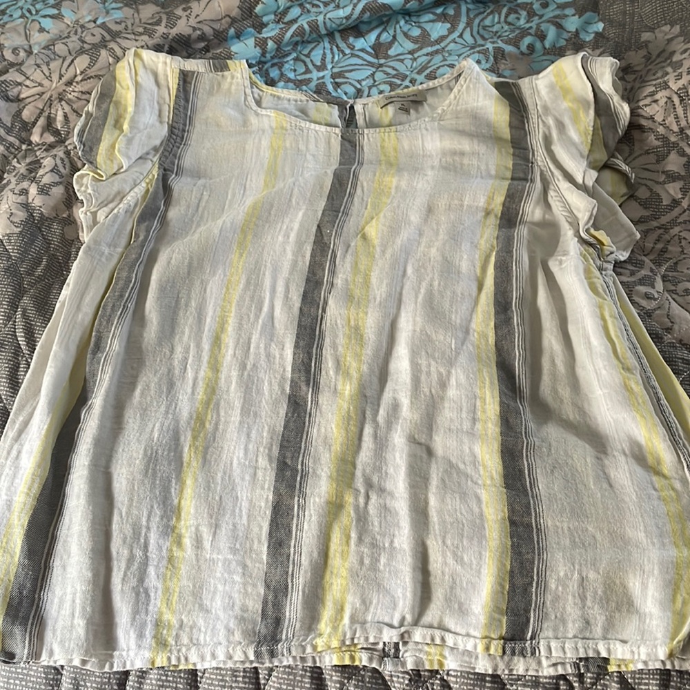 Calvin Klein blouse size XL white, grey and yellow